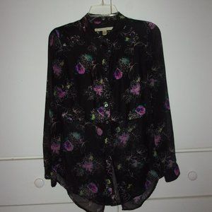 LC Lauren Conrad Black - Floral Button Down Shirt